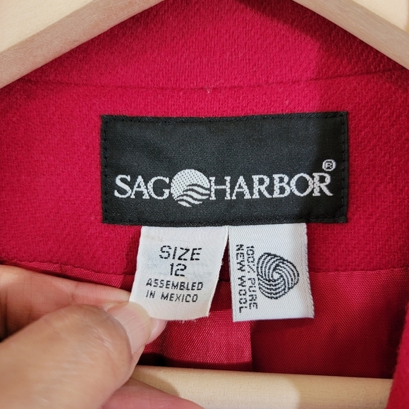 VTG SAG HARBOR 100% Wool Women's Blazer Sz 12 Single Breasted Office Career - Picture 10 of 12